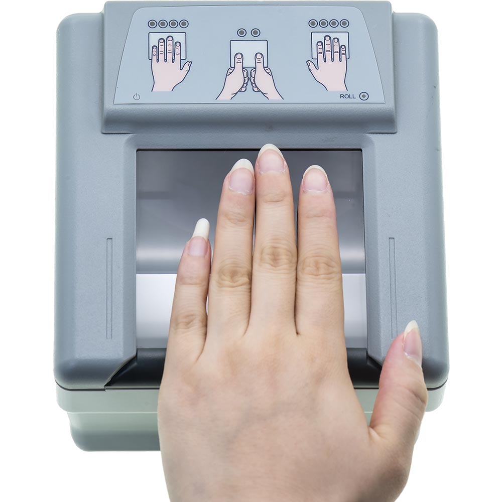 Escáner de cuatro huellas dactilares