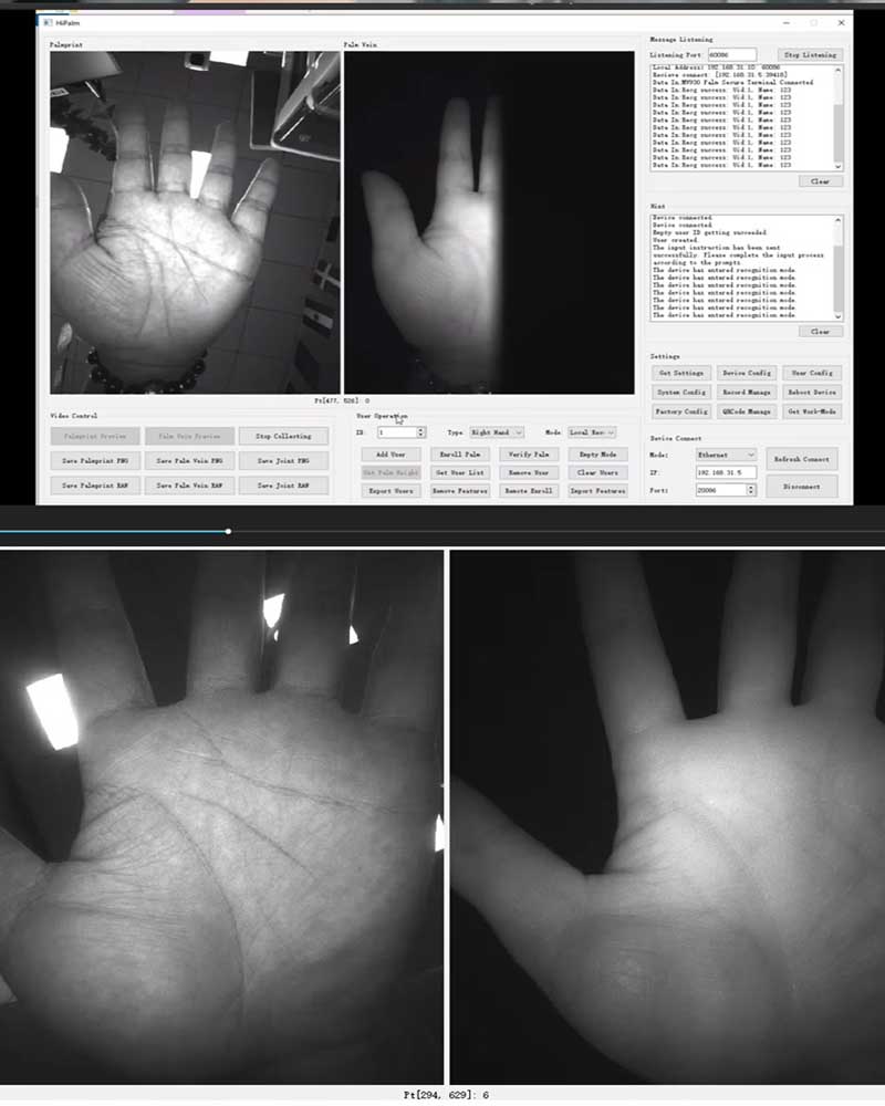 YUV2 palm vein scanner