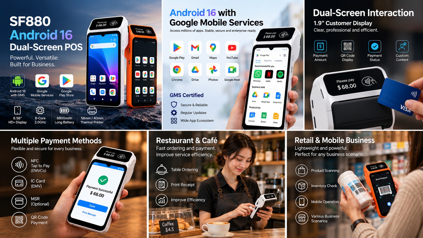 Android 16 Dual Screen POS Terminal